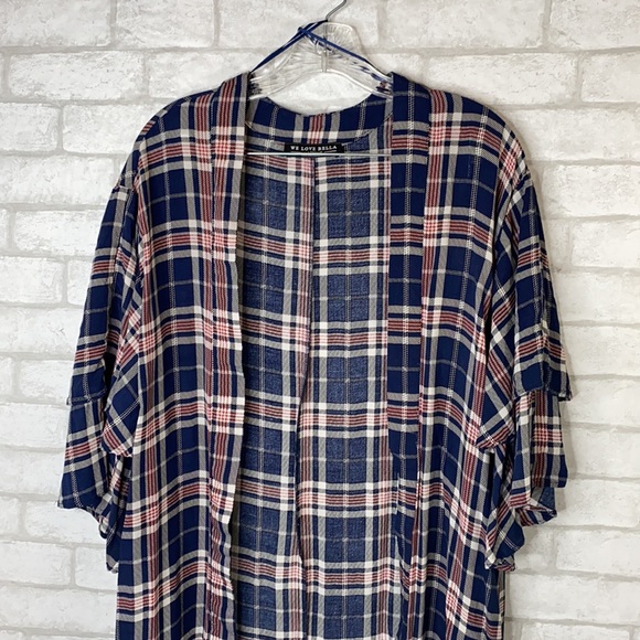 We love Bella plaid open cardigan size small - Picture 2 of 10